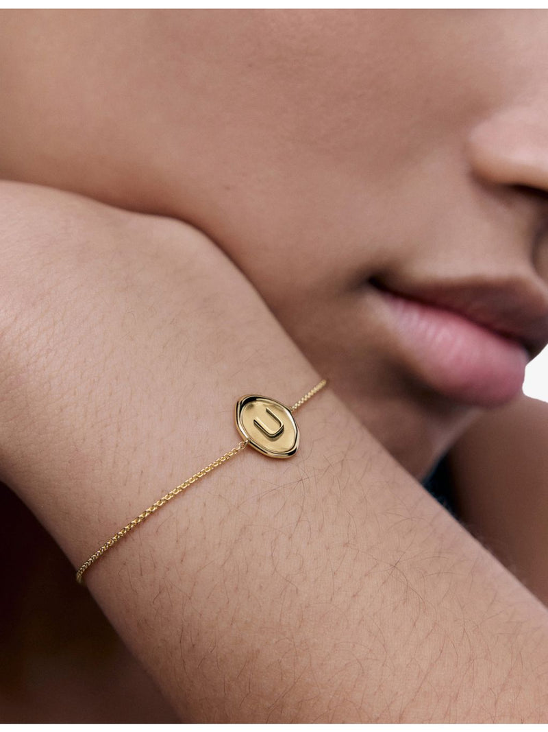 Monica Vinader initial U gold vermeil chain bracelet (British brand)
