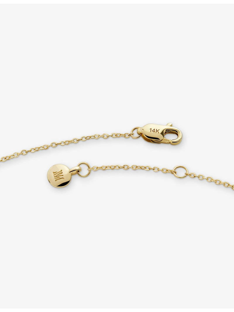 Monica Vinader mini initial P bracelet in 14ct yellow gold (British brand)