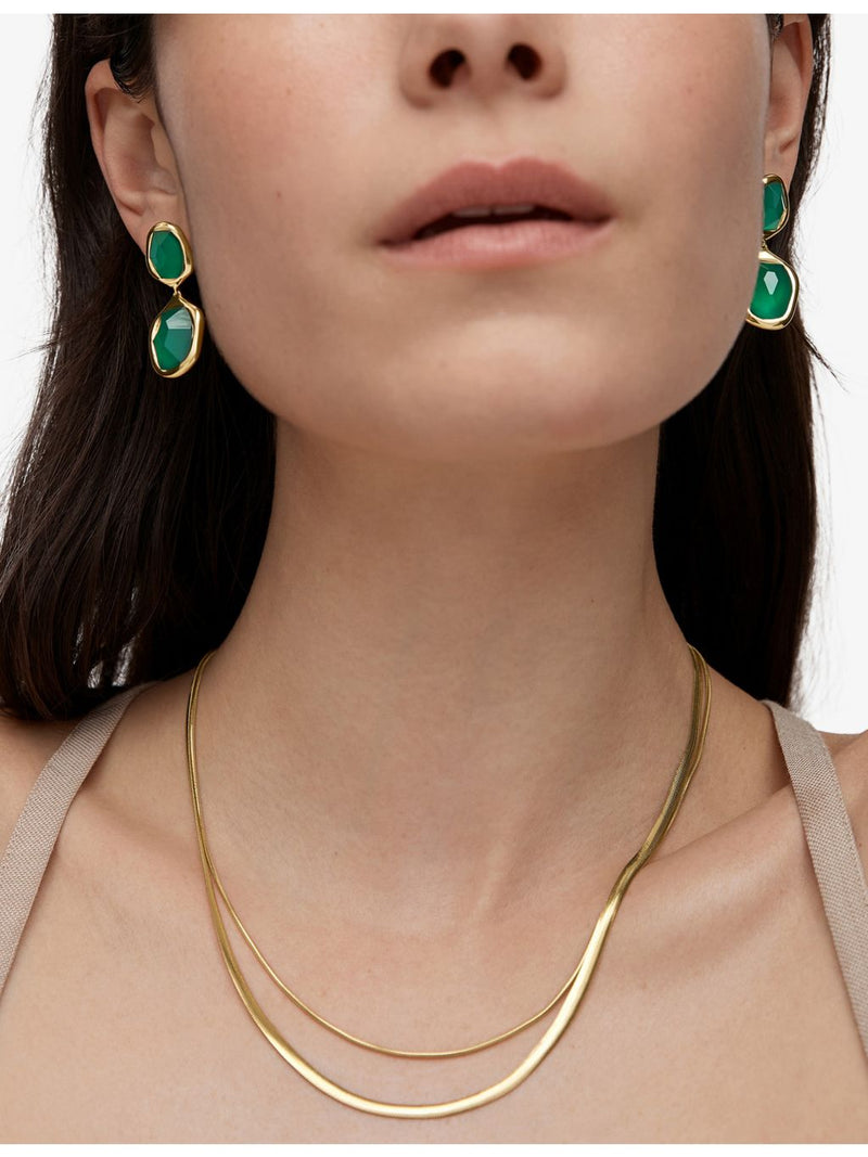 Monica Vinader onyx drop earrings 18ct gold vermeil (British brand)