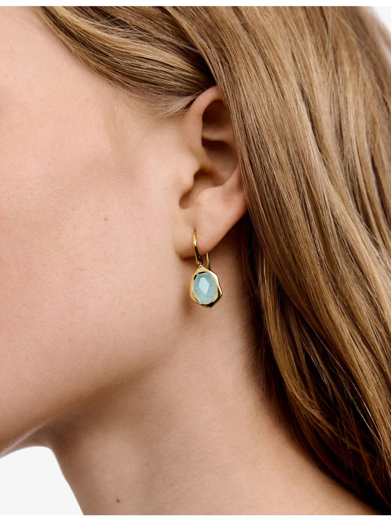 Monica Vinader aquamarine drop earrings 18ct yellow-gold vermeil (British brand)