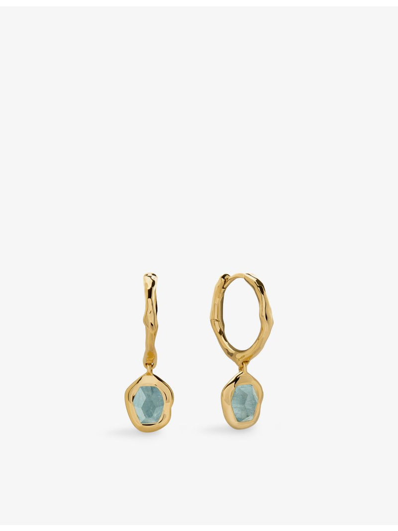Monica Vinader aquamarine huggie earrings 10mm (British brand)