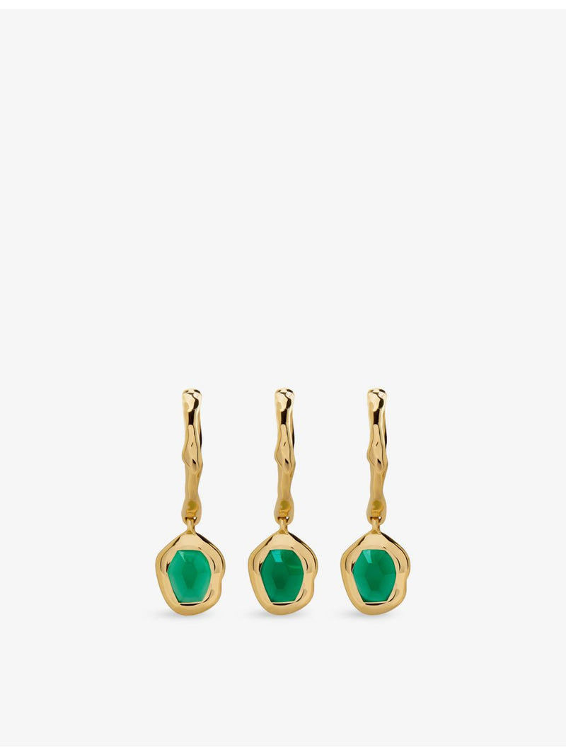 Monica Vinader onyx huggie earrings in gold vermeil, imported from the UK