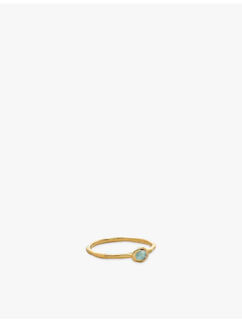 Monica Vinader 18ct gold vermeil stacking ring with aquamarine gemstone, UK version