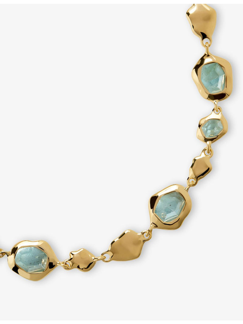 Monica Vinader aquamarine chain bracelet gold vermeil 15-19cm, UK version