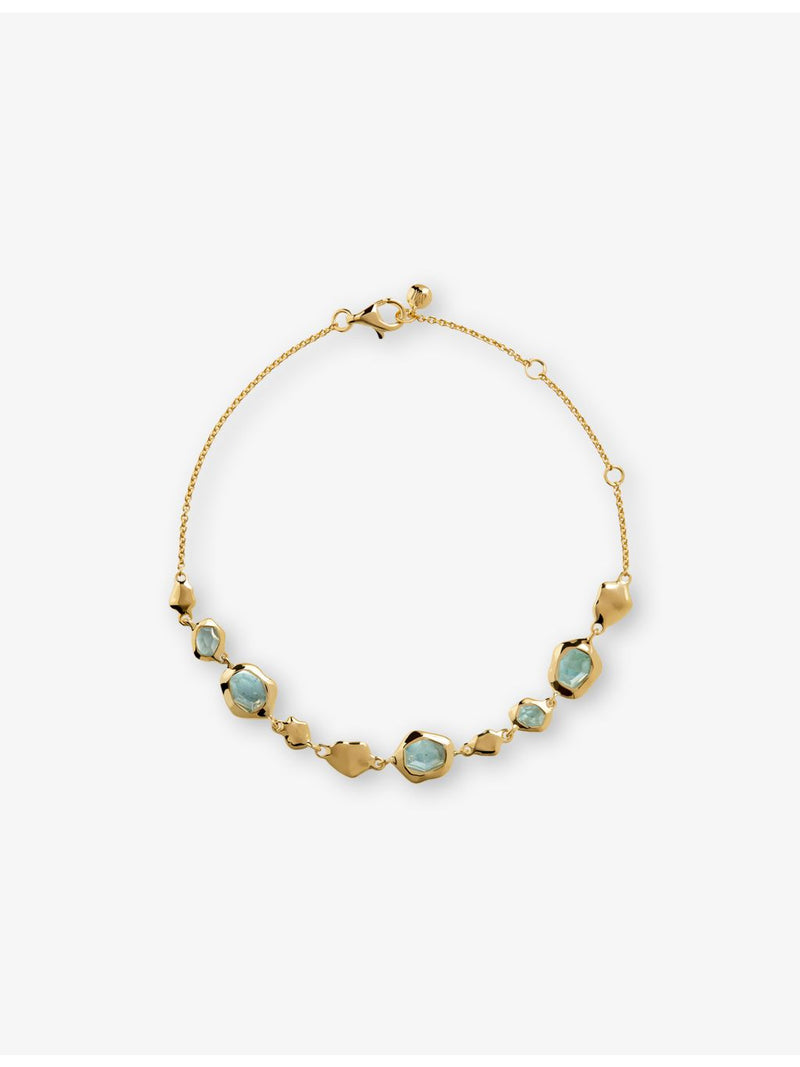Monica Vinader aquamarine chain bracelet gold vermeil 15-19cm, UK version