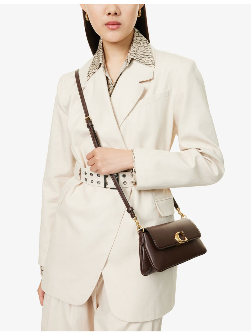 Coach Jet leather shoulder bag with flap-over front (British brand)