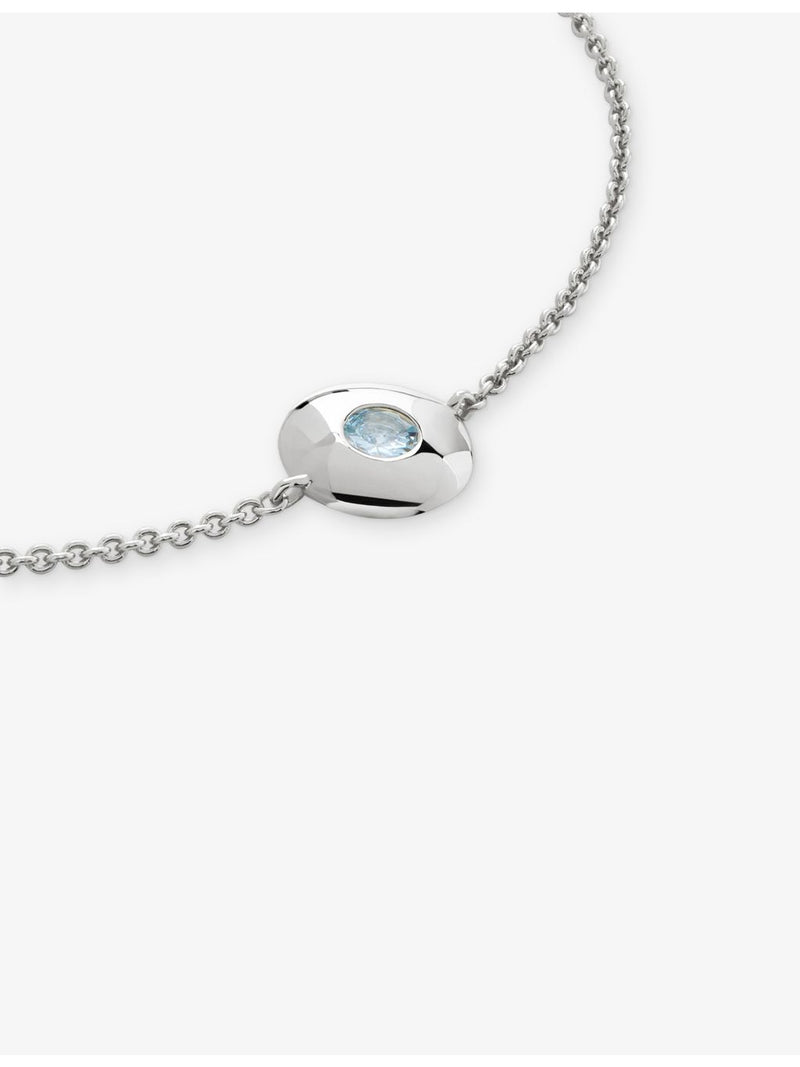 Monica Vinader sterling silver aquamarine chain bracelet, imported from the UK