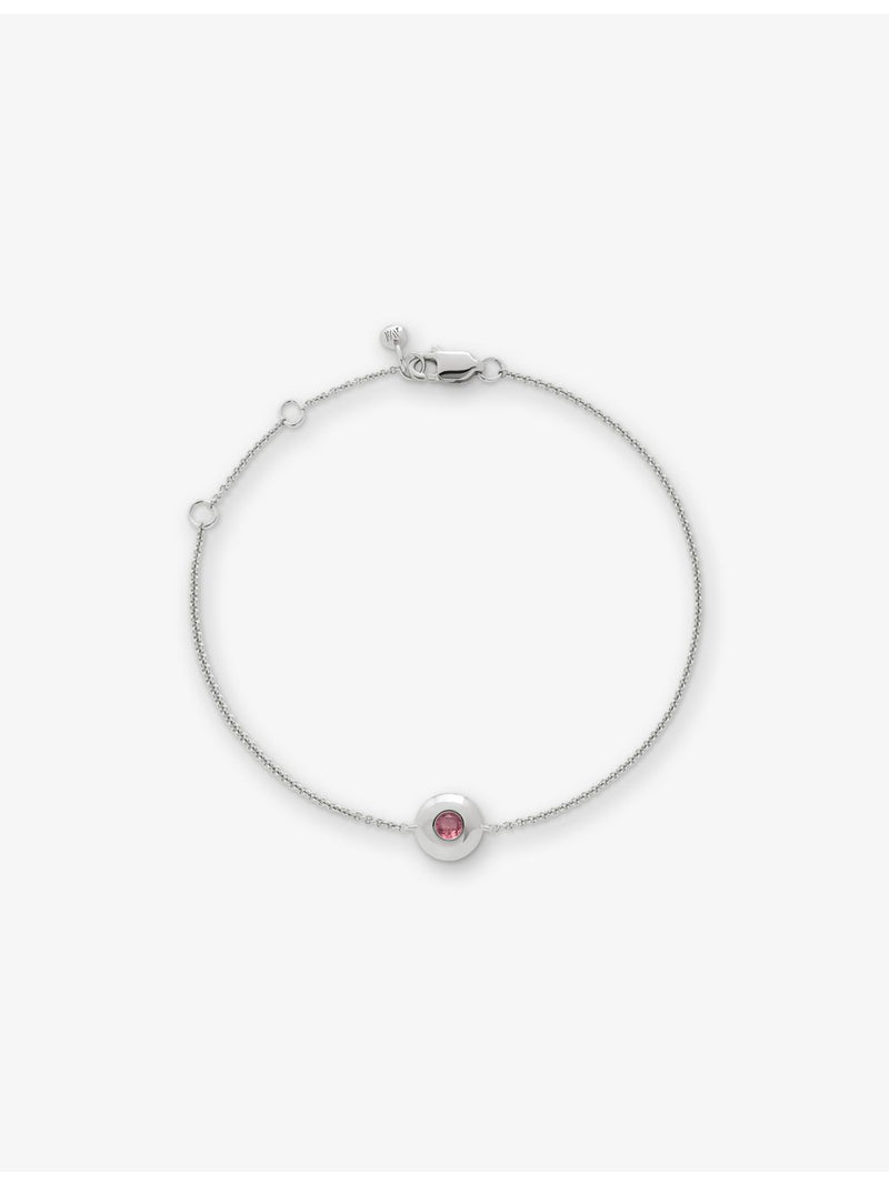 Monica Vinader sterling silver pink tourmaline birthstone bracelet, British brand