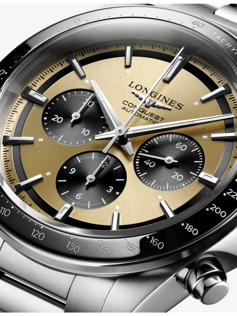 Longines Conquest Chronograph stainless steel automatic watch 42mm (British brand)
