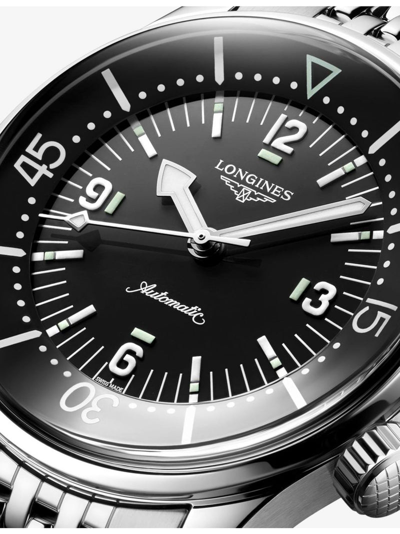 Longines Legend Diver automatic watch 39mm black dial, UK version