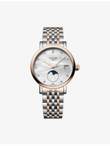 selfridges Longines Elegant Collection Moonphase 18ct Rose Gold and Stainless Steel Diamond Quartz Watch- Buy online at McGrocer