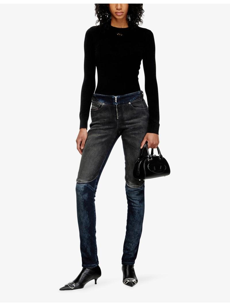 Diesel leather cross-body bag with curved dome shape, UK version