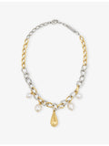Marni logo brass necklace with crystal detail, imported from the UK