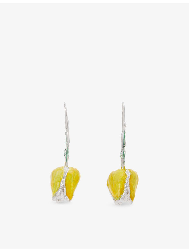 Marni tulip enamelled drop earrings in copper, UK version