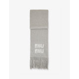 selfridges Miu Miu Logo Jacquard Fringed Mohair-Blend Scarf- Buy online at McGrocer