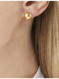 Yoko London 18ct gold golden pearl stud earrings 10-11mm - British product