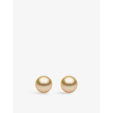 selfridges Yoko London Round 18ct Yellow Gold and Golden Pearl Stud Earrings- Buy online at McGrocer
