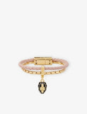 Bulgari Serpenti Forever Yellow Gold-Plated Brass and Leather Bracelet 14.5cm
