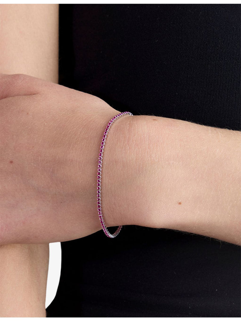 Astrid and Miyu tennis bracelet in pink cubic zirconia (British brand)