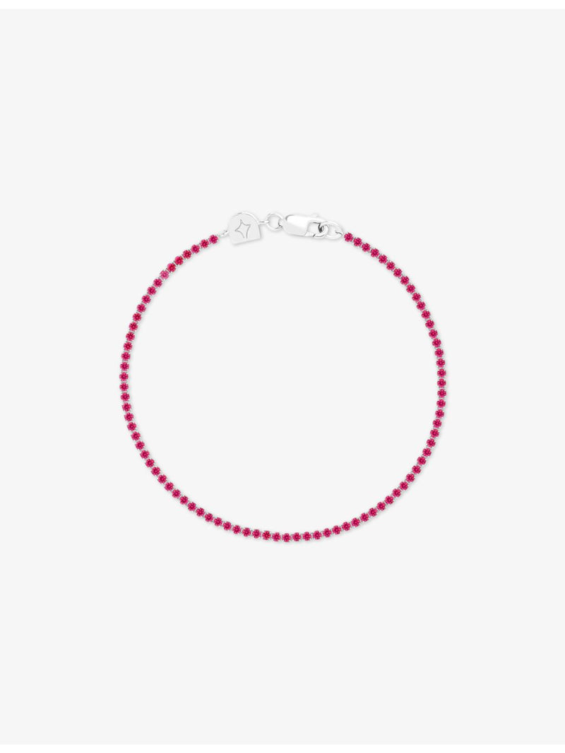 Astrid and Miyu tennis bracelet in pink cubic zirconia (British brand)