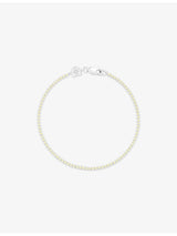 selfridges Astrid and Miyu Rhodium-Plated Brass Green Cubic Zirconia Tennis Chain Bracelet, 16.5cm- Buy online at McGrocer