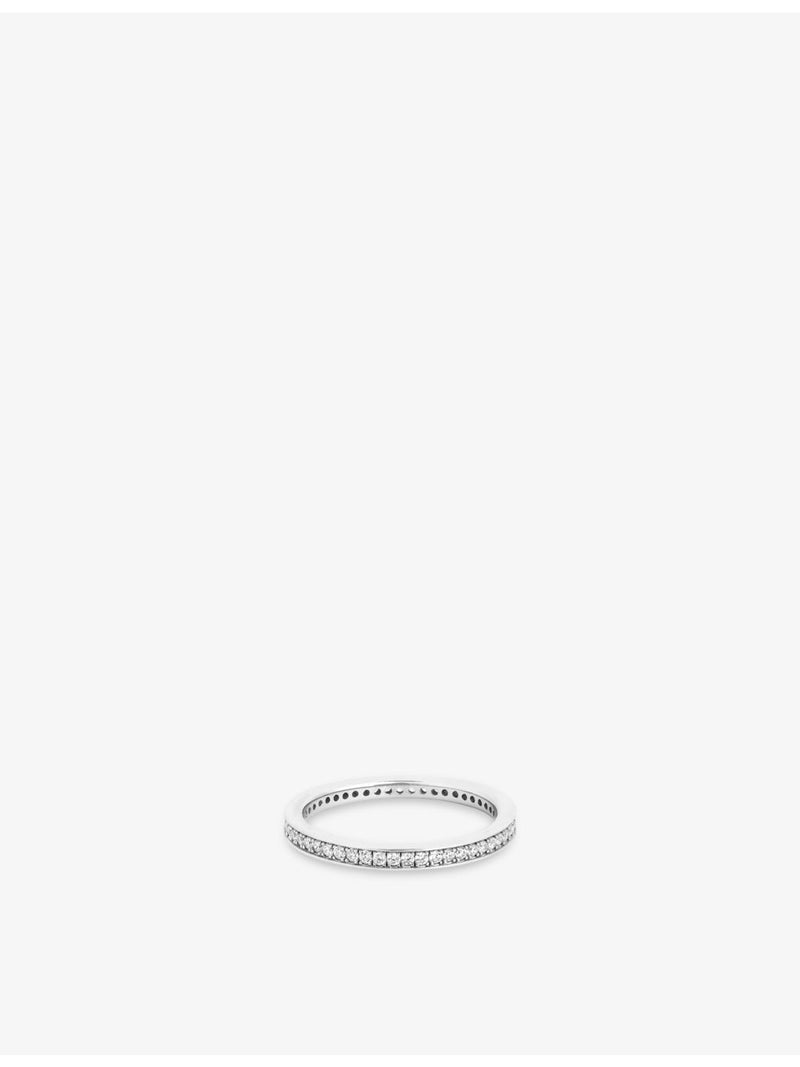 Astrid and Miyu rhodium-plated sterling silver ring with cubic zirconia - British product