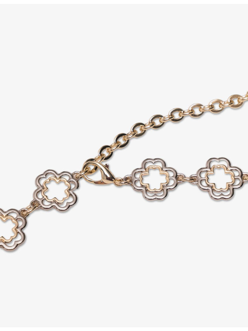 Maje brass chain belt with two-tone clover, UK version