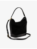 Sandro logo-embossed suede tote with gold-tone hardware - British product
