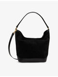 Sandro logo-embossed suede tote with gold-tone hardware - British product