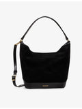 Sandro logo-embossed suede tote with gold-tone hardware - British product