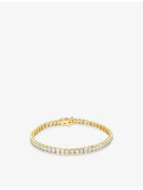 selfridges CARAT London Kayla Tennis Yellow Gold Vermeil And Cubic Zirconia Bracelet, 18cm- Buy online at McGrocer
