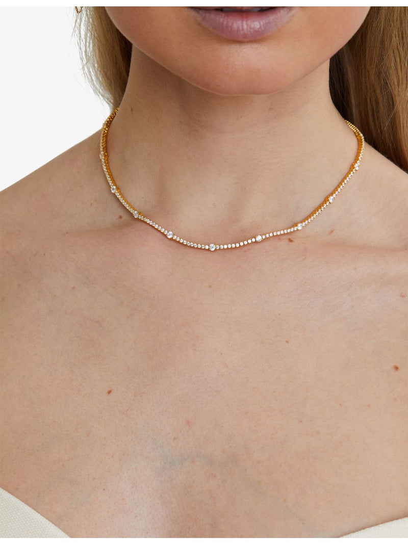 CARAT London gold vermeil necklace with cubic zirconia, imported from the UK