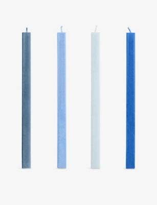 Square wax candle set of four 24cm tall, imported from the UK