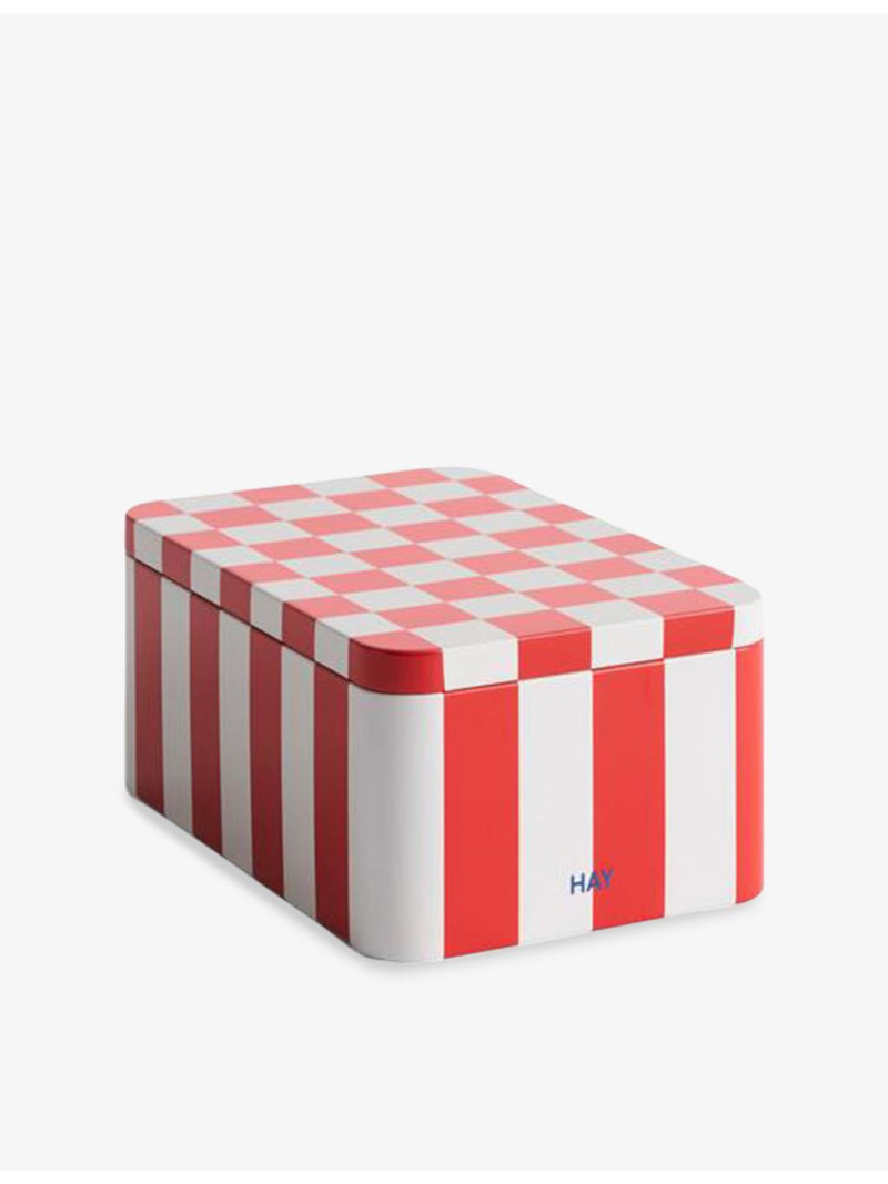 HAY striped tin container 7.3cm, imported from the UK