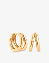 selfridges Astrid & Miyu Molten Textured Illusion 18ct Yellow Gold-Plated Sterling Silver Huggie Hoop Earrings- Buy online at McGrocer