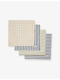 The Little Tailor cotton muslin cloths 60cm striped and check-print - British product