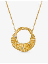 selfridges Astley Clarke Raye 18ct Yellow Gold and Lab-Grown White Sapphire Pendant Necklace- Buy online at McGrocer