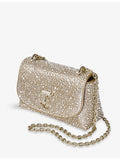 Jimmy Choo Curve rhinestone suede cross body bag 19cm wide (British brand)
