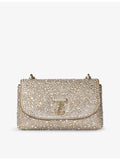 Jimmy Choo Curve rhinestone suede cross body bag 19cm wide (British brand)