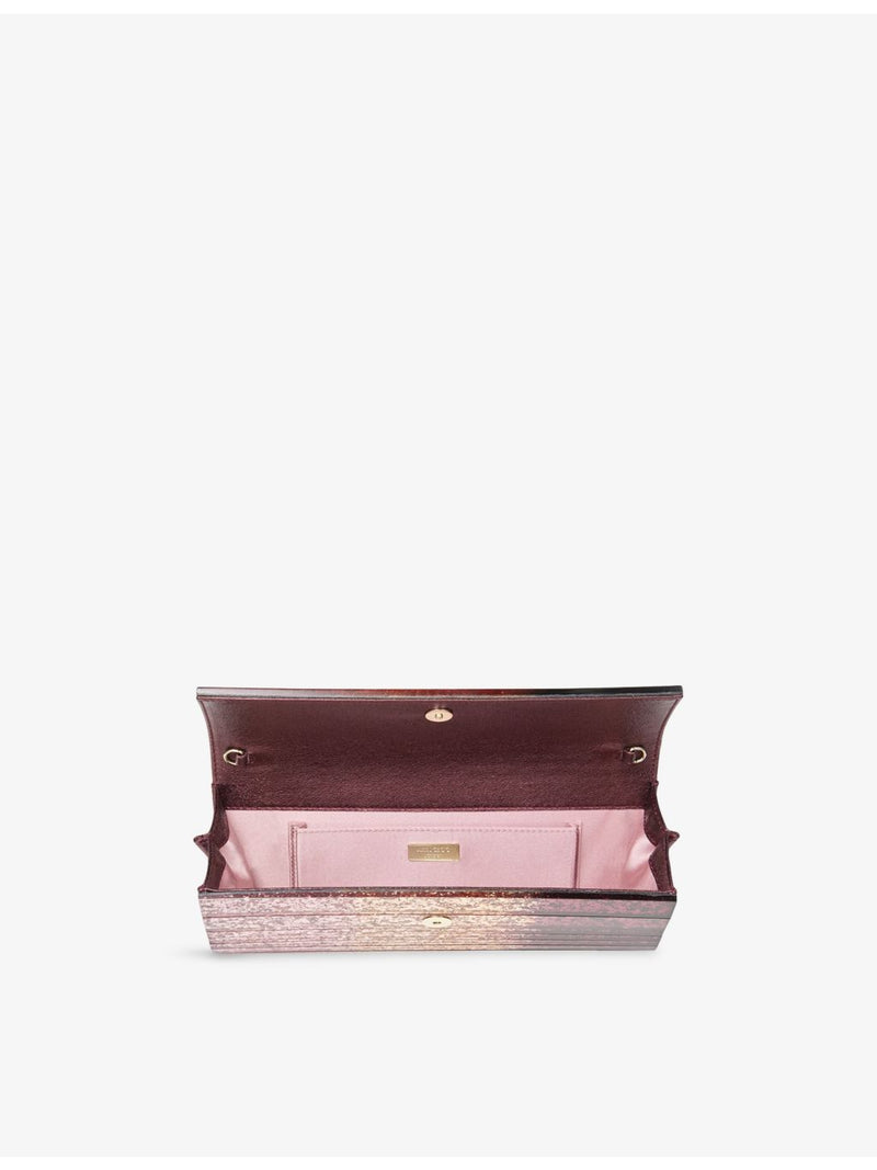 Jimmy Choo glitter plexi clutch bag chain strap, imported from the UK