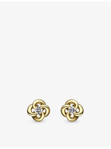 selfridges Shaun Leane Entwined Petal 18ct Yellow Gold and Diamond Stud Earrings- Buy online at McGrocer