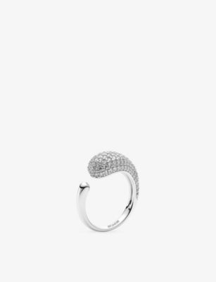 Sif Jakobs Goccia Piccolo Rhodium-Plated Sterling-Silver and Cubic Zirconia Ring
