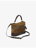 Sandro logo-embossed suede vanity bag with gold-tone hardware - British product