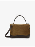Sandro logo-embossed suede vanity bag with gold-tone hardware - British product