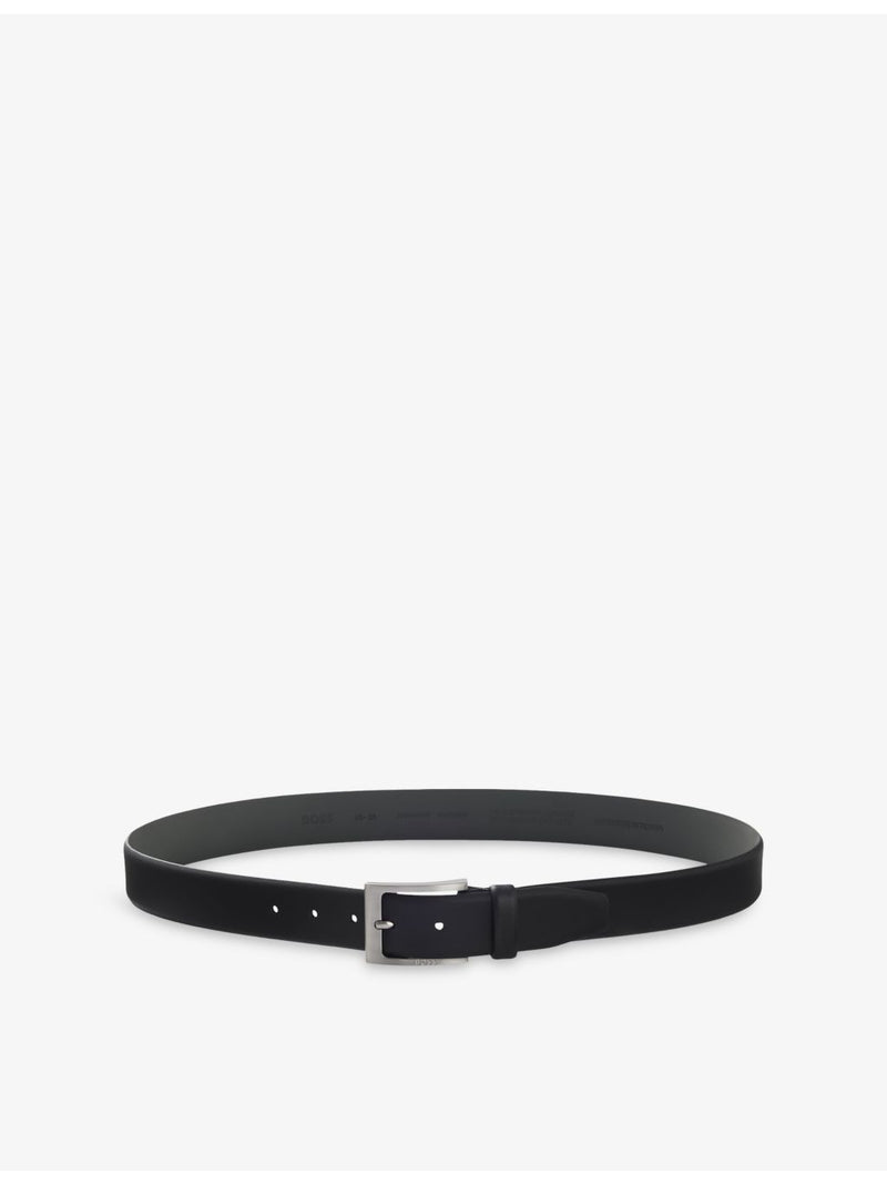 BOSS leather belt with logo buckle in 3.5cm width (British brand)