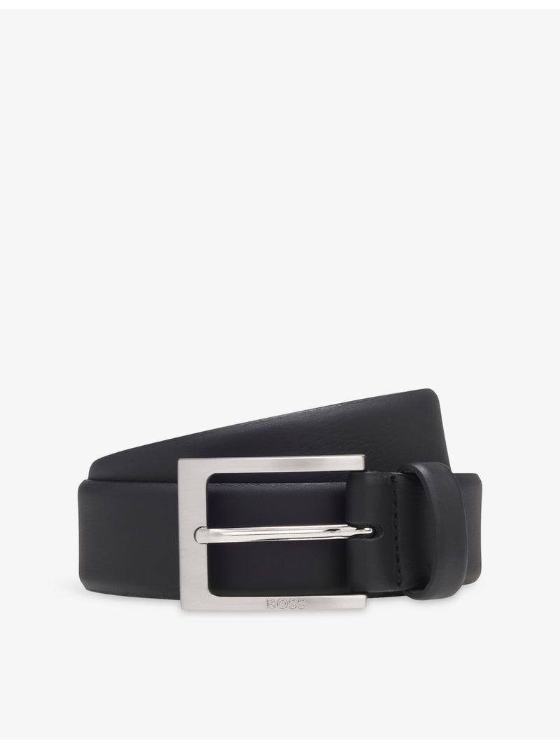 BOSS leather belt with logo buckle in 3.5cm width (British brand)