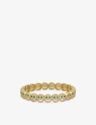 Lisa Gozlan Pavé Happy Face 18ct Yellow Gold Plated Brass and Cubic Zirconia Bracelet