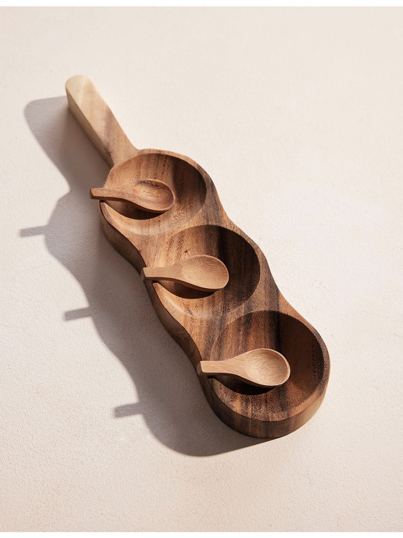 Soho Home acacia wood server with three spoons (British brand)