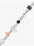 Poubel rhodium-plated sterling silver charm bracelet set, imported from the UK
