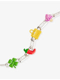 Poubel rhodium-plated sterling silver charm bracelet set 23cm (British brand)